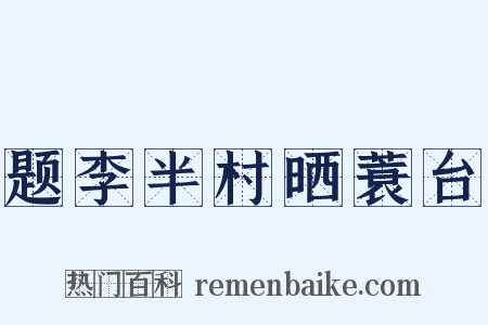 题李半村晒蓑台是什么意思的图片